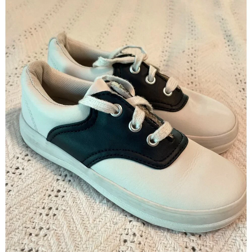 Keds Kids White & Navy Leather Sadle Oxford‎ Sneakers Sz 11.5S Youth School Days